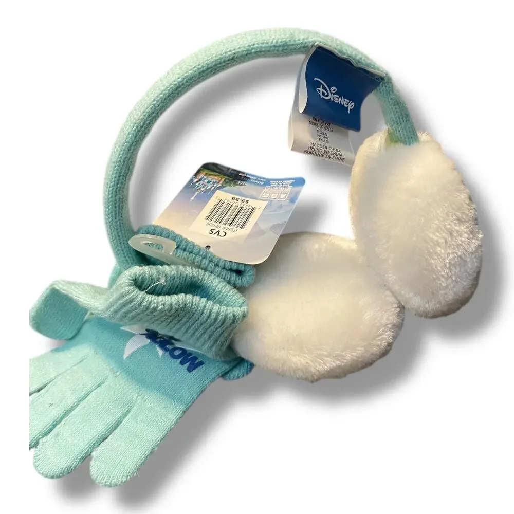 Disney Frozen Northern Lights Aglow Earmuff Gloves Set Elsa Anna Girls Winter